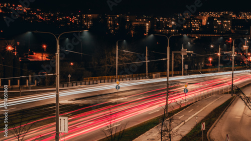 car lights at night