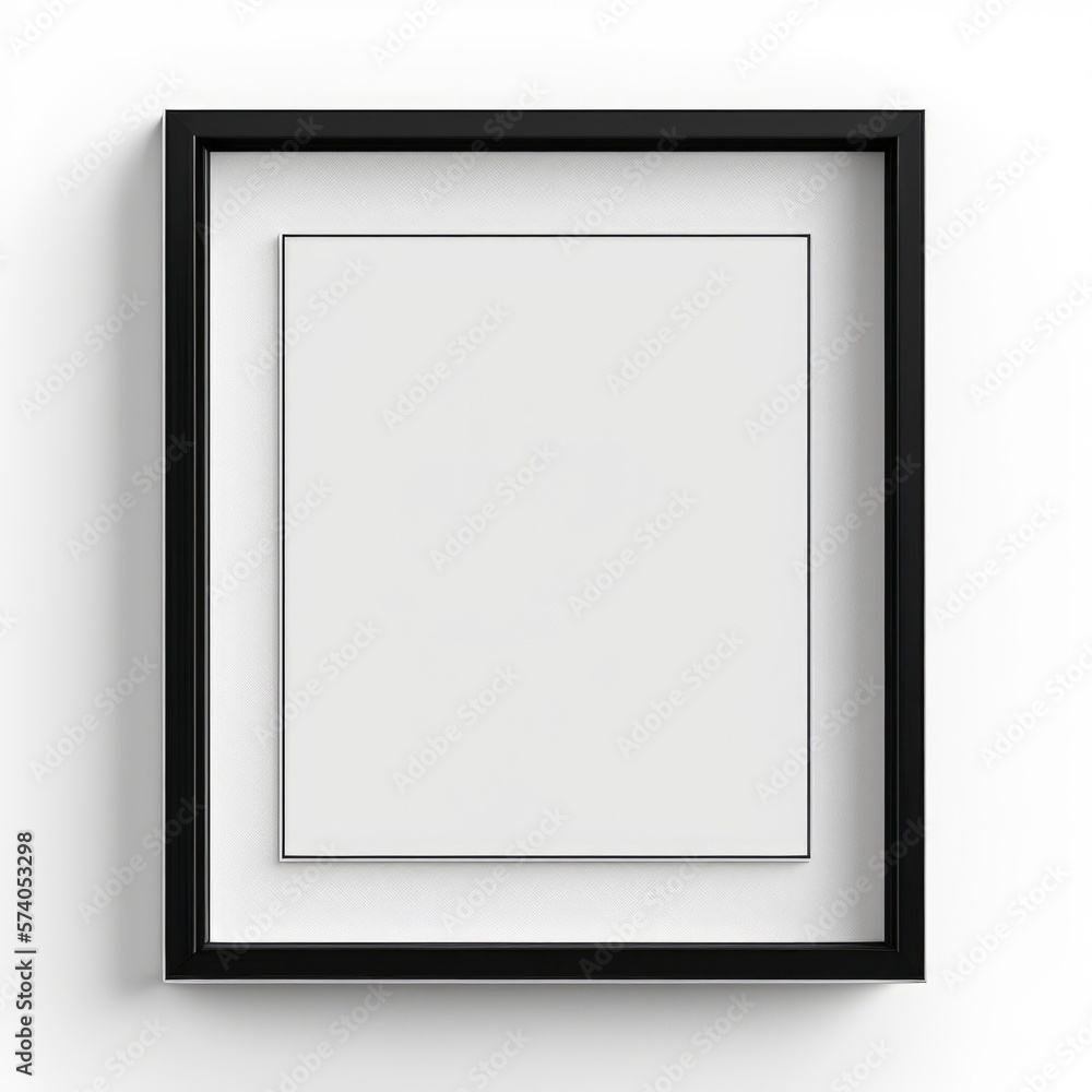 simple minimal black frame on white background wall, empty picture frame for mockup, generative ai, blank poster on wall simple minimal black frame on white background wall, empty picture frame for mockup, generative ai, blank poster on wall
