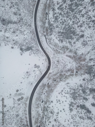 A Snowy Winding Mountain Road in the Front Range of Colorado © Eifel Kreutz