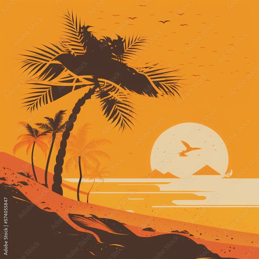 AI Generated: Dream Beach Paradise Minimalist Poster