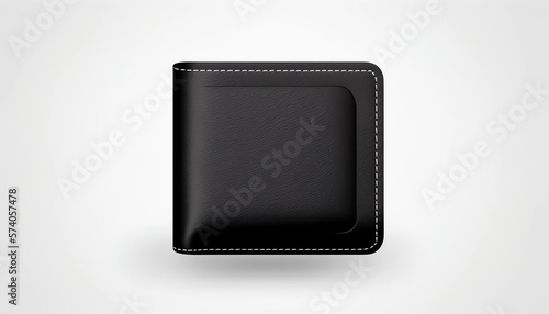 black leather wallet isolated on white, generative ai