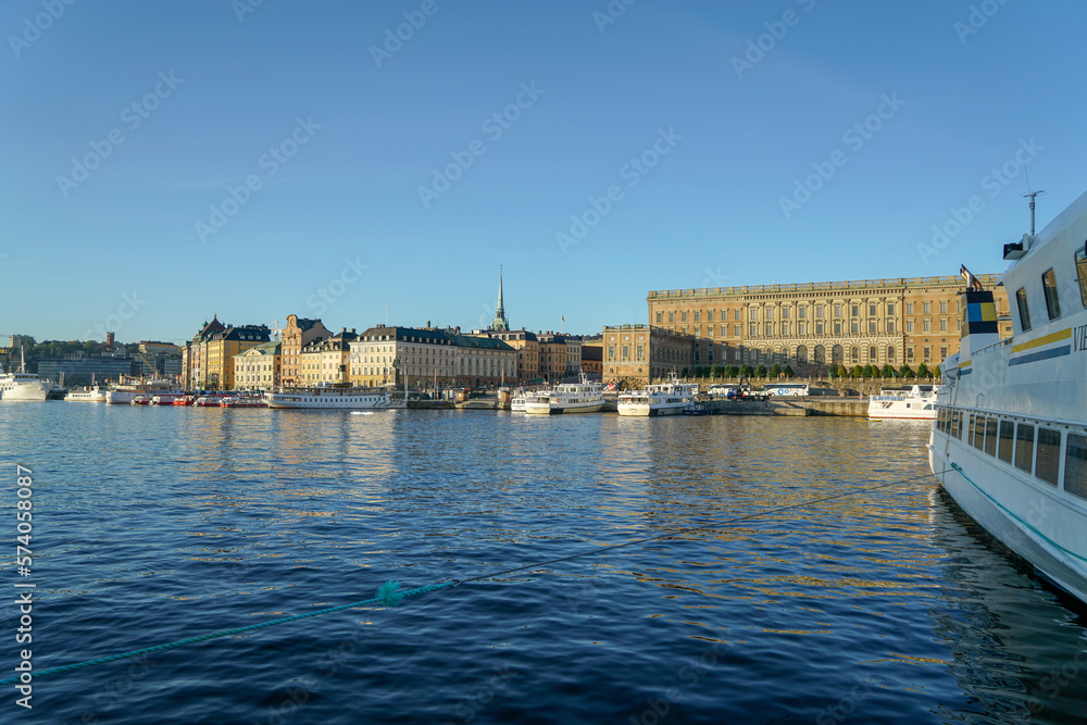 Wide shot of The Royal Palace in Stockholm