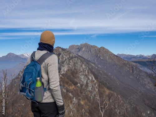Backpacker in the Italian alps
