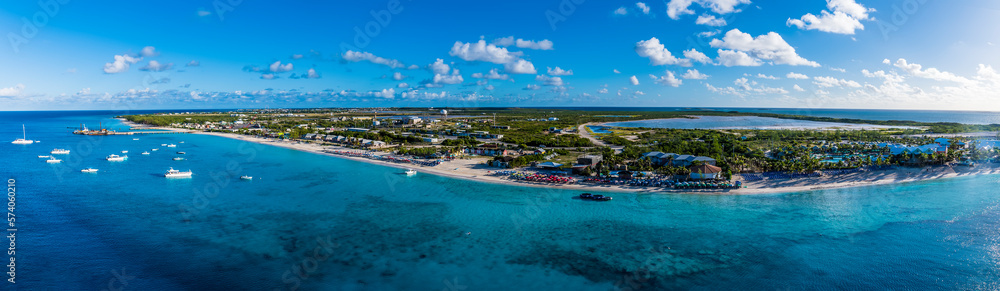 An aerial panorama view over the island of Grand Turk on a bright sunny morning An aerial panorama view over the island of Grand Turk on a bright sunny morning