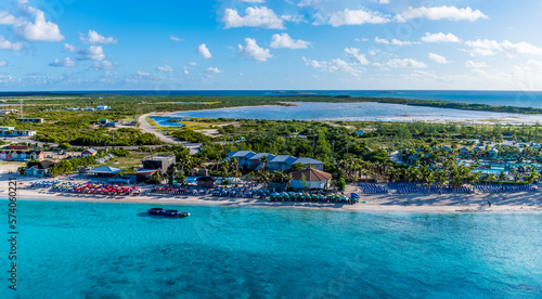 An aerial view over a resort on the island of Grand Turk on a bright sunny morning photo