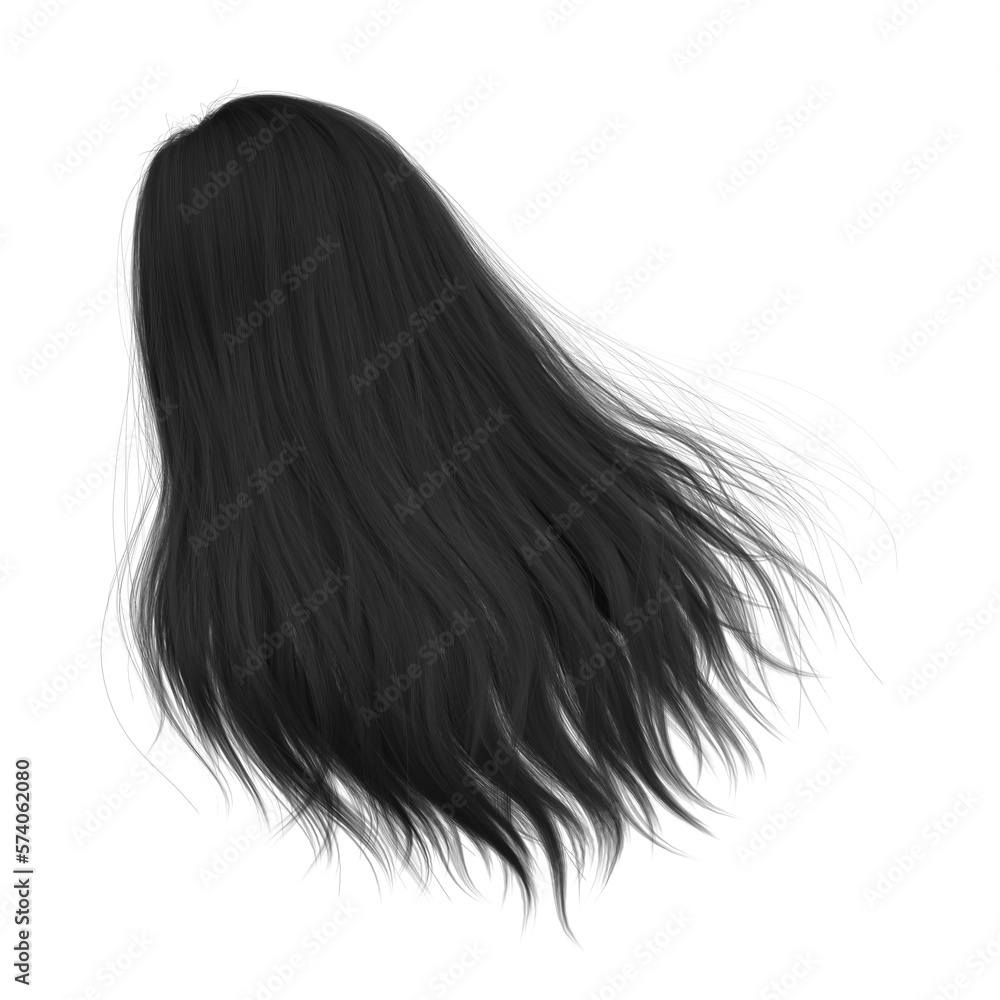 3d rendering straight hair isolated dark black 3d rendering straight hair isolated dark black