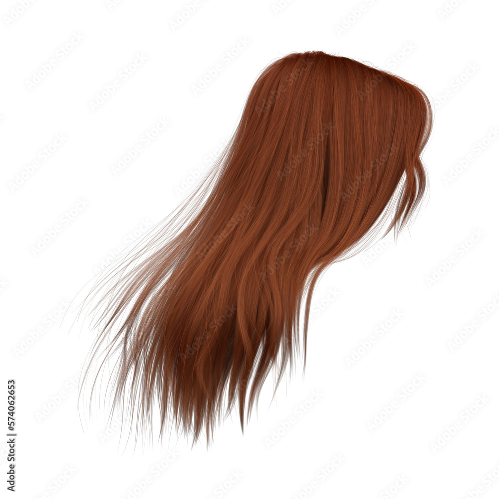 3d rendering straight hair isolated ginger copper 3d rendering straight hair isolated ginger copper