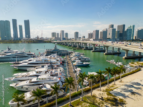 Miami yachts and bridges. Aerial drone photo © Felix Mizioznikov
