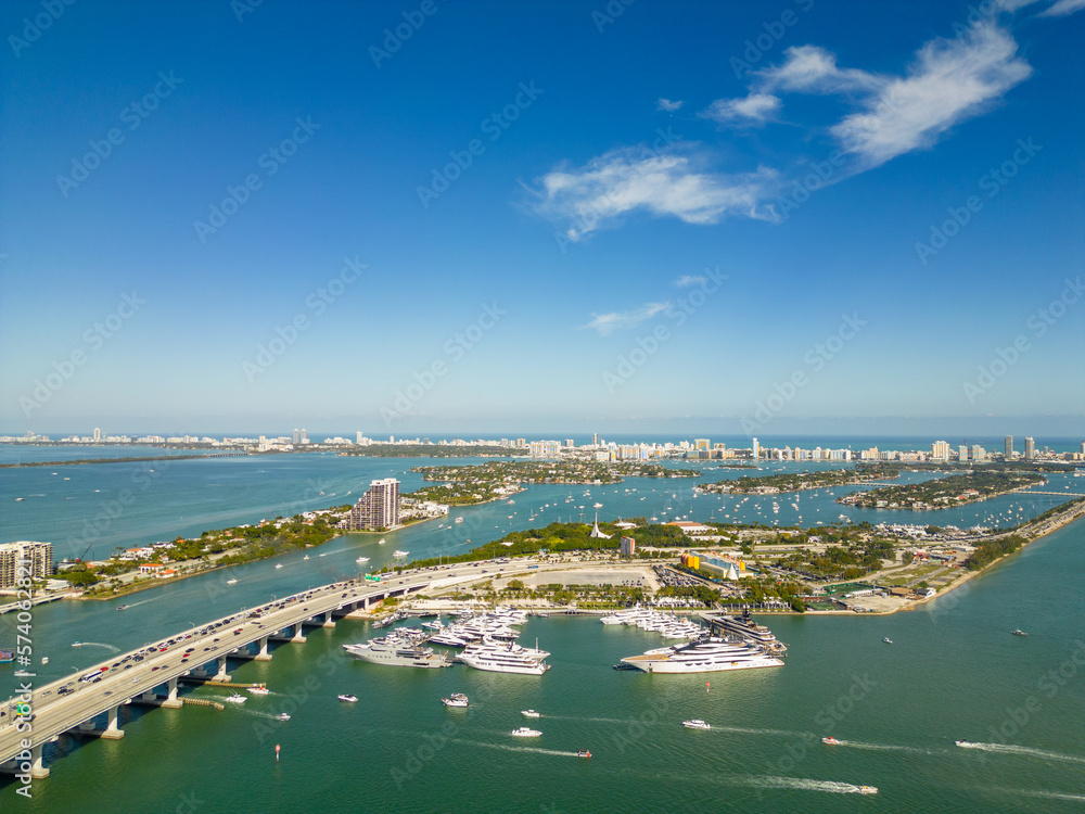 Luxury yachts in Miami during the 20233 boat show