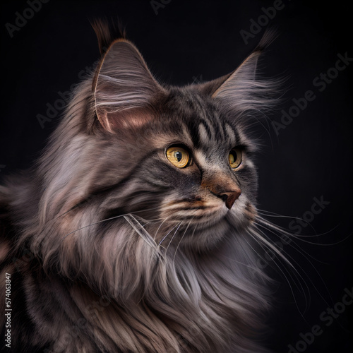 Maincoon Cat Portrait. Generative AI