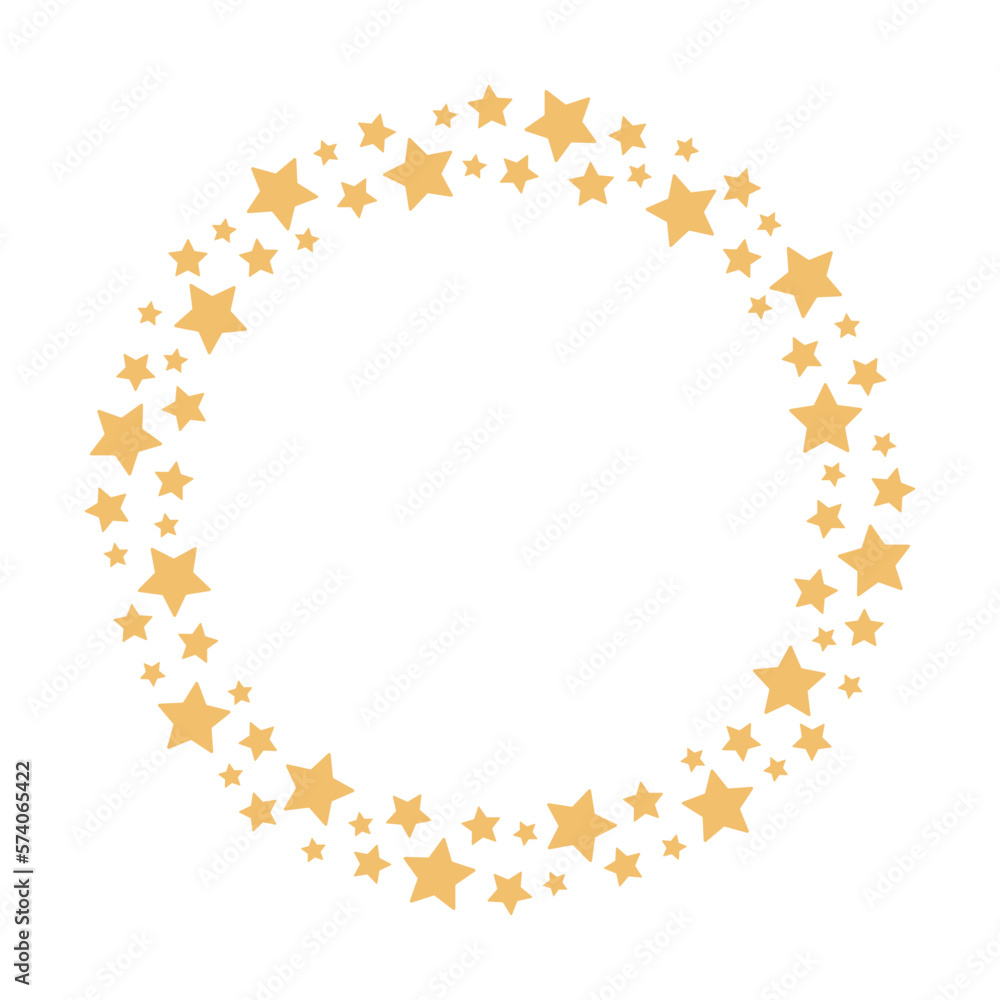 Round border frame garland with yellow stars. Can be used for card, kids' bedclothes. Isolated vector and PNG illustration on transparent background. Round border frame garland with yellow stars. Can be used for card, kids' bedclothes. Isolated vector and PNG illustration on transparent background.