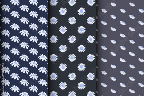 Set of floral patterns on a black background