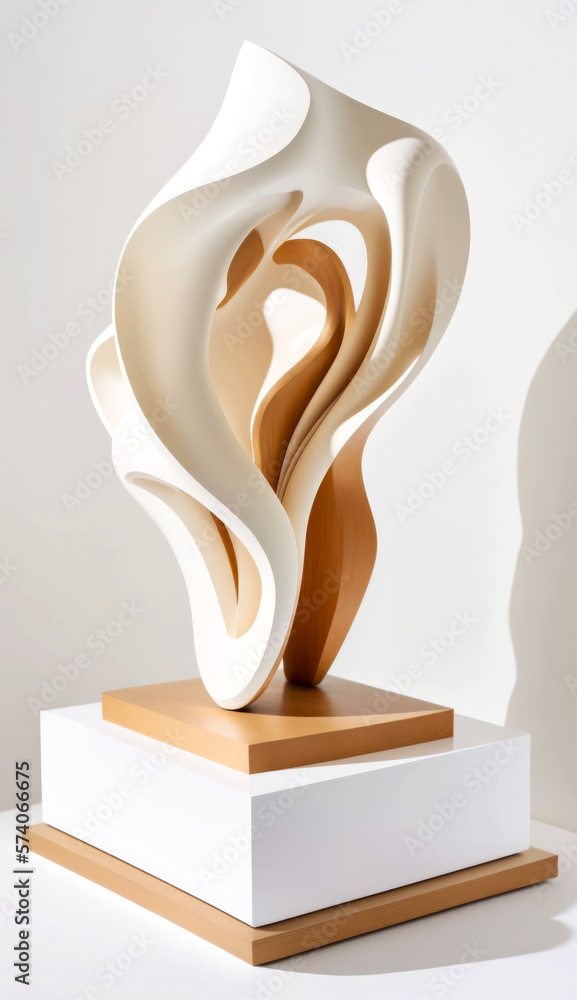 Beautiful Piece of modern art Carved out of Solid Olive Wood in a Flowing organic Shape - on white Sculpture, Modern Art , Art -- Generative AI Beautiful Piece of modern art Carved out of Solid Olive Wood in a Flowing organic Shape - on white Sculpture, Modern Art , Art -- Generative AI