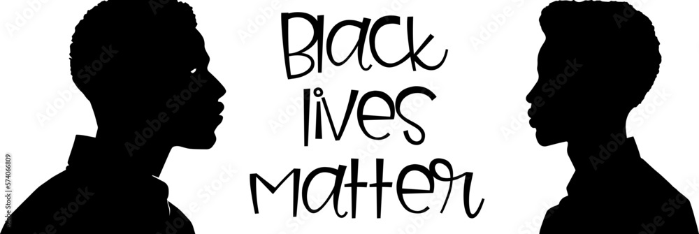 Black Lives Matter. Statement. Young African Americans: man and woman against racism. Black citizens are fighting for equality. The social problems of racism. White background