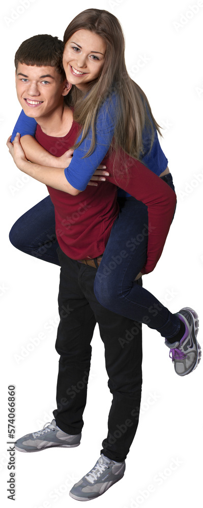 Obraz premium Young couple - piggy back ride