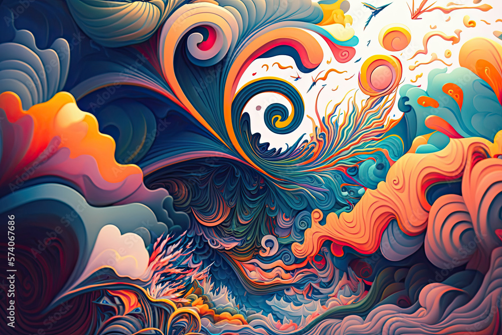 Psychedelic background. Generative AI. Psychedelic background. Generative AI.