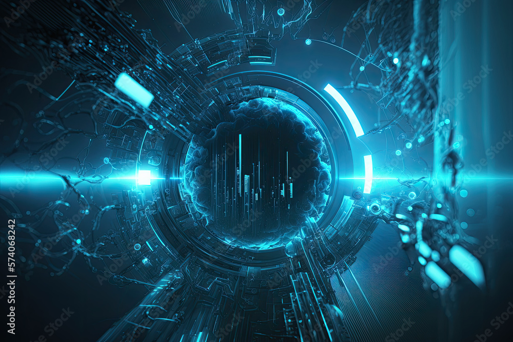 Obraz premium technology cyberspace abstract background, Generative AI