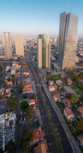 Modern Tel Aviv vertical view. Eliezer Kaplan street road © Алексей Голубев