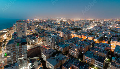 Bat Yam  Tel Aviv Israel  night view of the city from a height