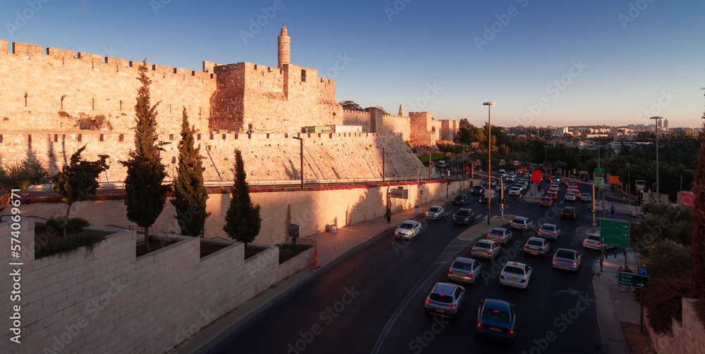 Obraz premium Jerusalem, Tower of David, Old City wall
