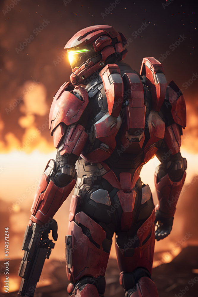 Fototapeta premium full body armored space suit with boots, futuristic, character design, generative ai