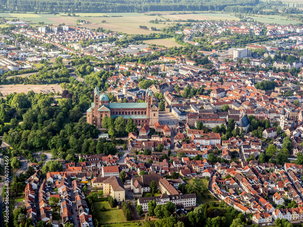 Speyer Cathedral,.Aerial View Baden Wuerttemberg Germany