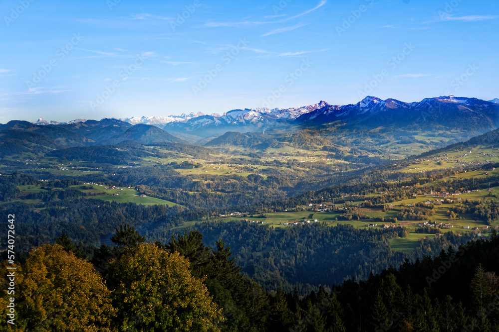 Panoramic view from the Pfänder towards the Austrian Alps