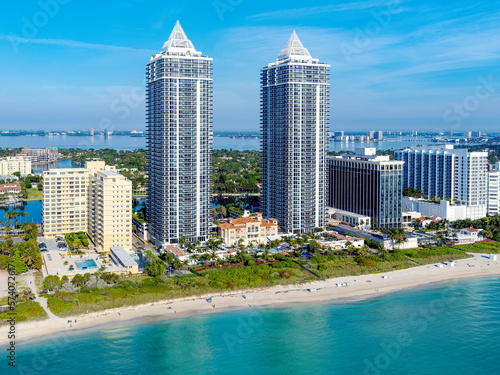 Aerial View Blue Diamond Appartement Buildings,Miami Beach,.Miami,South Florida,Dade,Florida,USA © Earth Pixel LLC.