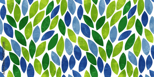 Watercolor leaves pattern. Leaves seamless vector background, textured jungle print.