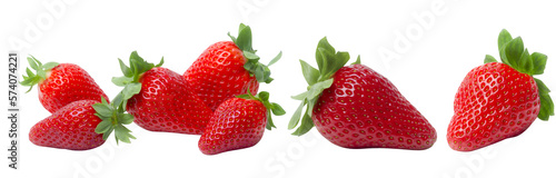 Strawberries with strawberry leaf on white background