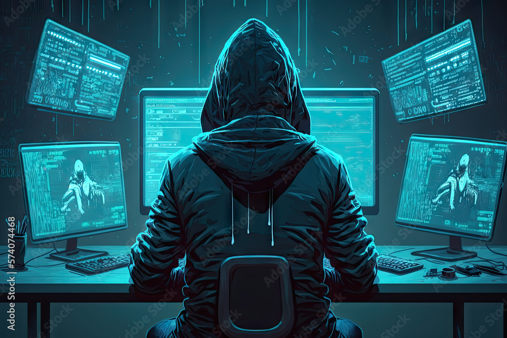 ai generative
hacker in a hood sits at a table with a bunch of monitors, cyber villain ai generative
hacker in a hood sits at a table with a bunch of monitors, cyber villain