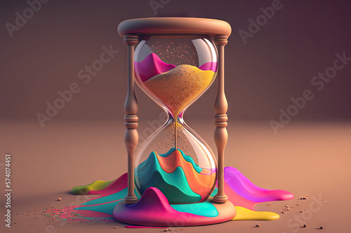 Slika na platnu ai generative 
hourglass with colored sand, the passage of time