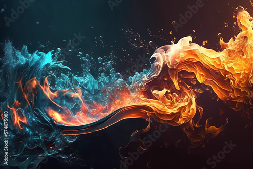 Epic Battle of Elements: Fire vs Water in Defense of Good against Evil (generated by AI) © Karol