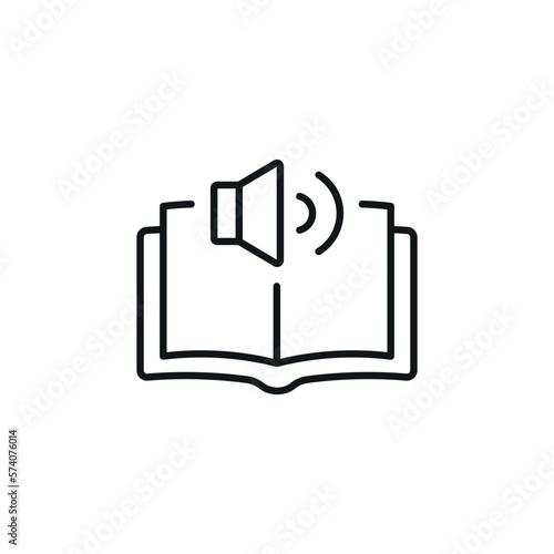 Audiobook linear icon. Thin line customizable illustration. Contour symbol. Vector isolated outline drawing. Editable stroke