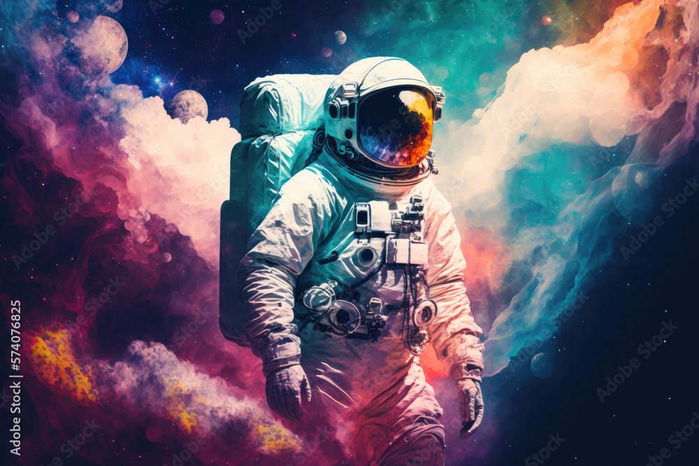 abstract image of an astronaut with watercolors. Generative AI abstract image of an astronaut with watercolors. Generative AI
