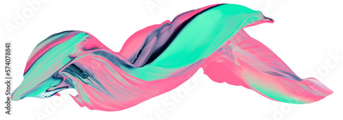 Green Pink Abstract Paint Stroke Fluid Liquid isolate