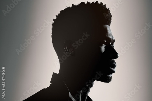 Silhouette of a black man. AI generated image photo