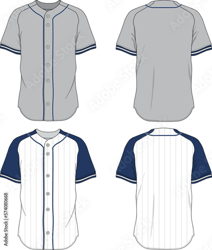 Baseball Jersey Sport Team Uniform Mockup Sketch Template Technical CAD Illustration