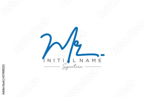 Initial MR signature logo template vector. Hand drawn Calligraphy lettering Vector illustration.