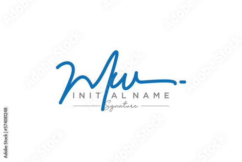 Initial MW signature logo template vector. Hand drawn Calligraphy lettering Vector illustration.