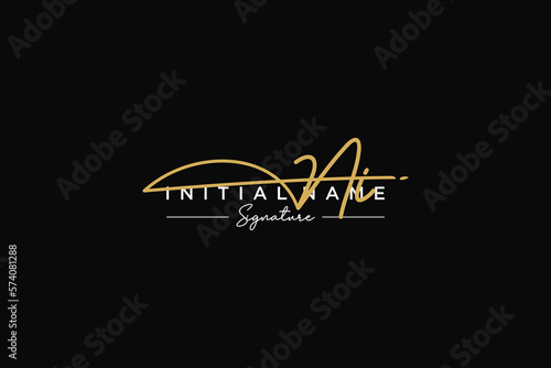 Initial NI signature logo template vector. Hand drawn Calligraphy lettering Vector illustration.