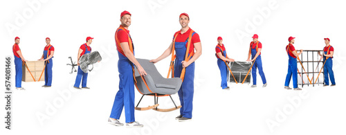 Set of loaders carrying dif...