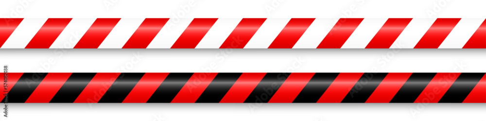 Obraz premium Realistic yellow barricade tape. Police warning line. Danger or hazard stripe. Under construction sign. Vector illustration.