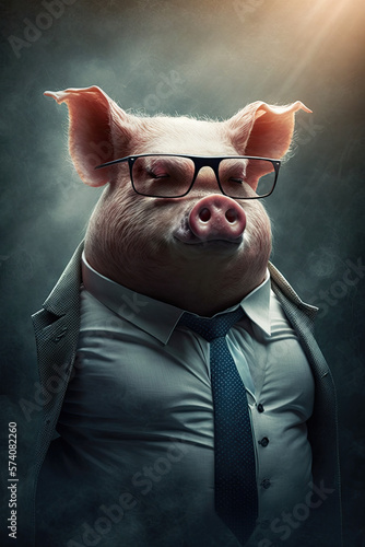 Generative AI Business Pig in a suit 