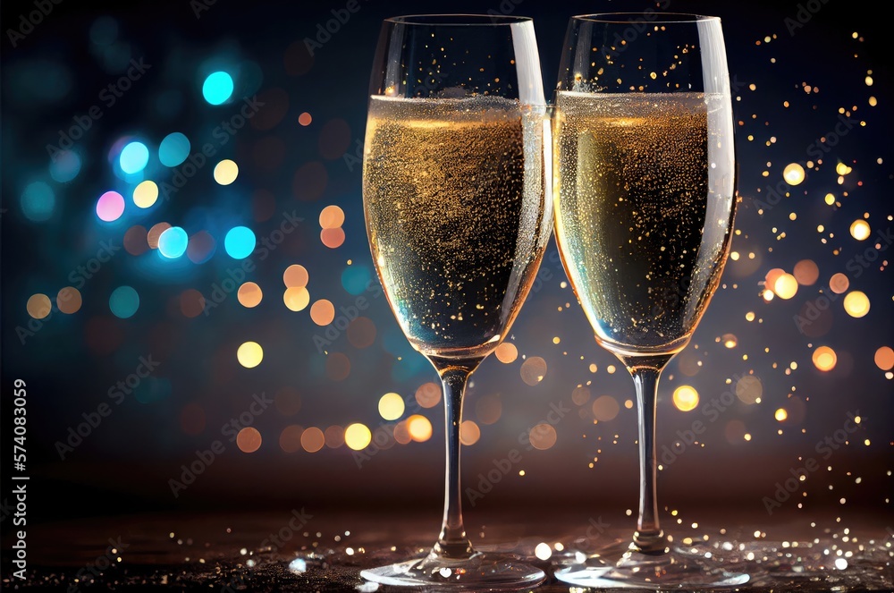 New Year Wine Glasses Clinking Generative AI New Year Wine Glasses Clinking Generative AI