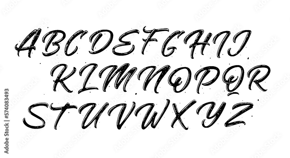 Vector hand drawn alphabet isolated on white background. Brush painted letters. Decorative artistic font. Black letters. Vector hand drawn alphabet isolated on white background. Brush painted letters. Decorative artistic font. Black letters.