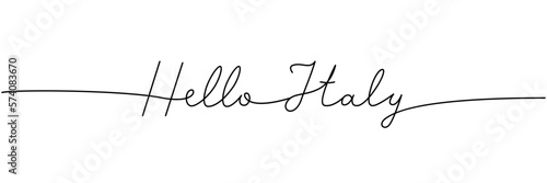 Hello Italy - word with continuous one line. Minimalist drawing of phrase illustration. Italy country - continuous one line illustration. © Lifeking