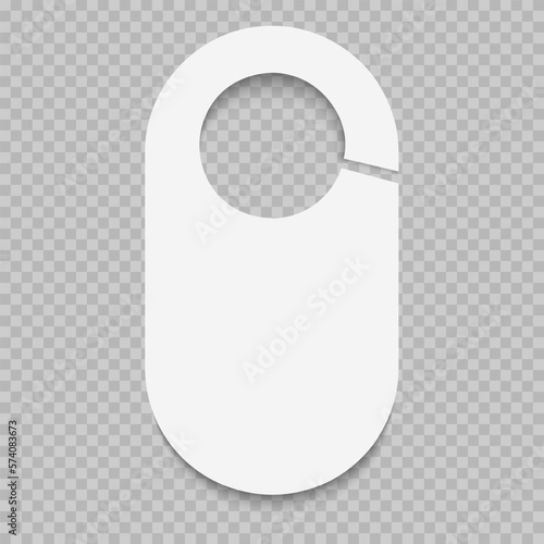 Blank door hanger or closet divider mockup isolated on transparent background. Please do not disturb, quiet, knock or keep silence label. Clothing store or wardrobe organizer tag. Vector illustration