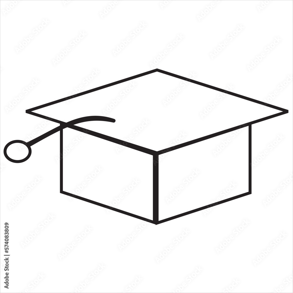 Vector, Image of graduation cap, Black and white color, with transparent background Vector, Image of graduation cap, Black and white color, with transparent background