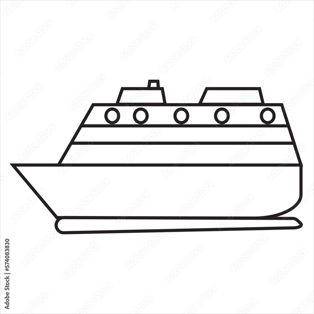 Vector, Image of cruise ship, Black and white color, with transparent background Vector, Image of cruise ship, Black and white color, with transparent background